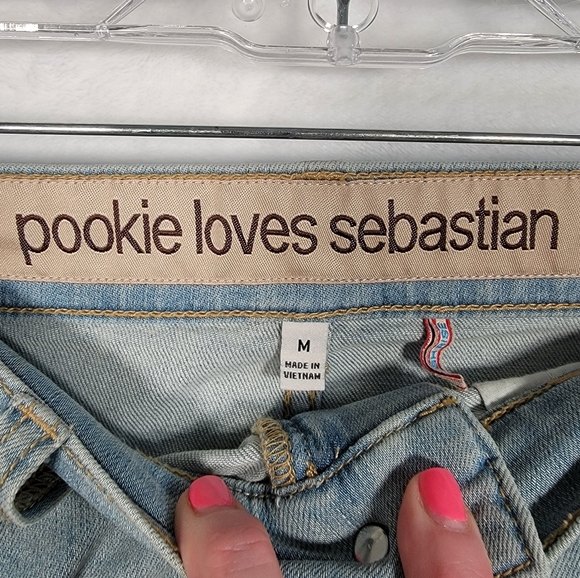 Pookie Loves Sebastian Cut Off Denim Shorts in Blue, Size M - Picture 2 of 11